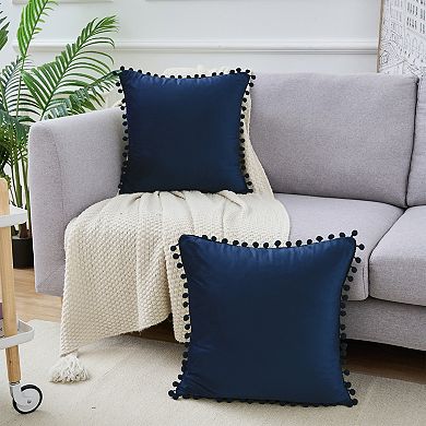 Fringe Pom Poms Decorative Throw Pillow Covers Cushion Pillow Cases Room 18" X 18", 20" X 20"