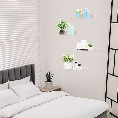 Clear Shelves For Bathroom Bedroom Wall Display Shelf, Acrylic Floating Shelves For Wall 4 Pack