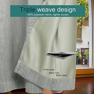 2 Panels Bedroom Linen Look Blackout Curtains 52" X 63"