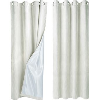 2 Panels Bedroom Linen Look Blackout Curtains 52" X 63"