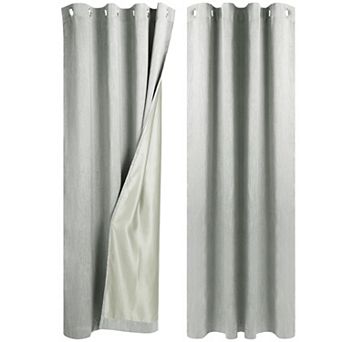 2 Panels Bedroom Linen Look Blackout Curtains 52" X 63"