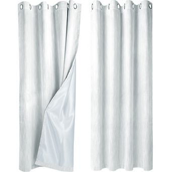 2 Panels Bedroom Linen Look Blackout Curtains 52" X 63"