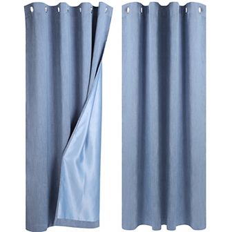 2 Panels Bedroom Linen Look Blackout Curtains 52" X 63"
