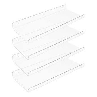 Acrylic Floating Shelves Clear Shelves For Bathroom Bedroom Wall Mounted Display Shelf 4 Pack