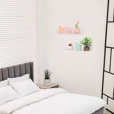 Acrylic Floating Shelves For Wall, Shelves For Bathroom Bedroom Wall Display Shelf Clear 2 Pack