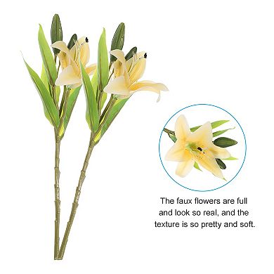 6 Pcs Lily Artificial Flowers White Flowers In Vase For Table Decorations