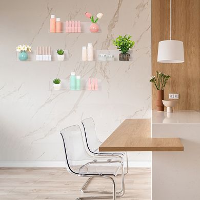 Acrylic Floating Shelves For Wall, Shelves For Bathroom Bedroom Wall Display Shelf Clear 4 Pack