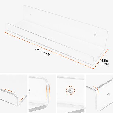 Acrylic Floating Shelves For Wall, Shelves For Bathroom Bedroom Wall Display Shelf Clear 4 Pack