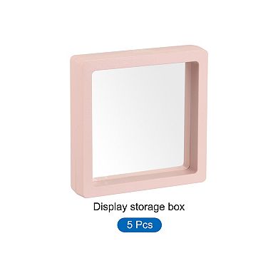 Floating Thin Film Display Box, ABS Frame Case 7cm x 7cm x 2cm Pack of 5