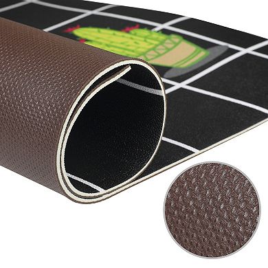 Cactus Kitchen Rug, Summer Farmhouse Decorations Black Pattern Runner Rugs 20" X 48" 3pcs
