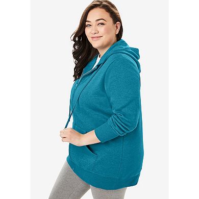 Woman Within Plus Size Better Fleece Zip-Front Hoodie