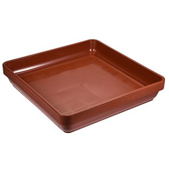 Plant Pot Saucer 16" Plastic Square Flower Drip Tray For Indoor Outdoor, Red Pack Of 5