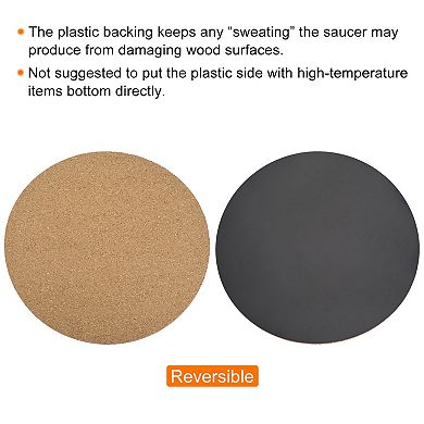Cork Plant Mat 10" Round Plastic Absorbent Waterproof Coaster Pad For Home Garden Pot, Pack Of 3