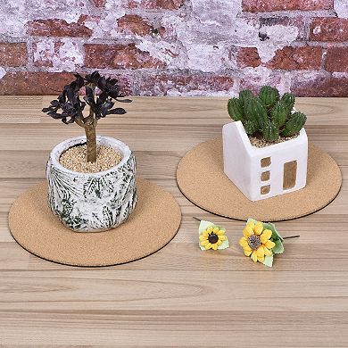 Cork Plant Mat 10" Round Plastic Absorbent Waterproof Coaster Pad For Home Garden Pot, Pack Of 3