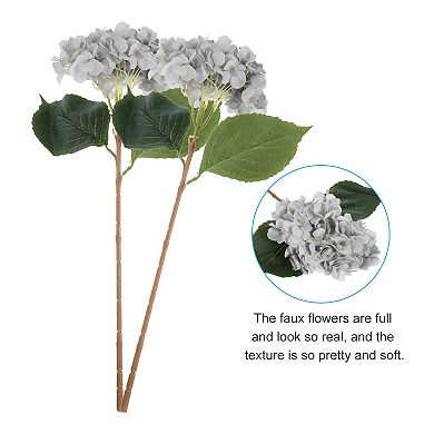 3 Pcs Faux Hydrangea Flowers Artificial Hydrangeas Fake Silk For Home Decor Table