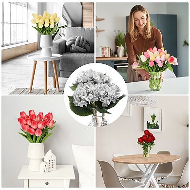 3 Pcs Faux Hydrangea Flowers Artificial Hydrangeas Fake Silk For Home Decor Table