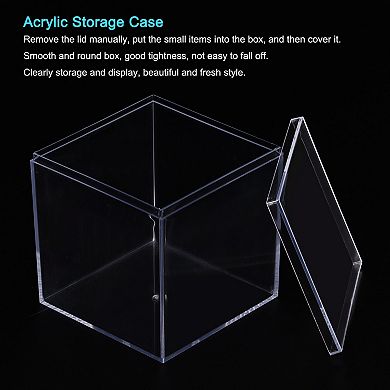 Clear Acrylic Plastic Storage Box Square Cube Display Case With Lid, Container Box, Pack Of 4