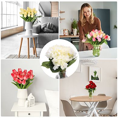 3 Pcs Faux Hydrangea Flowers Artificial Hydrangeas Fake Silk For Home Decor Table