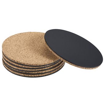 Cork Plant Mat 4" Round Plastic Absorbent Waterproof Coaster Pad For Home Garden Pot, Pack Of 6
