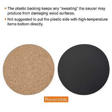 Cork Plant Mat 4" Round Plastic Absorbent Waterproof Coaster Pad For Home Garden Pot, Pack Of 6