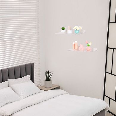 Acrylic Floating Shelves Clear Shelves For Bathroom Bedroom Living Room Wall Display Shelf 2 Pack