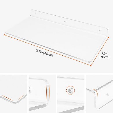 Acrylic Floating Shelves Clear Shelves For Bathroom Bedroom Living Room Wall Display Shelf 2 Pack