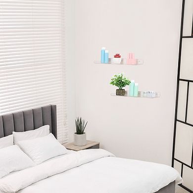 Acrylic Floating Shelves Clear Shelves For Bedroom Living Room And Kitchen Wall Display Shelf 2 Pack