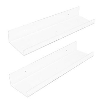 Acrylic Floating Shelves For Wall, Clear Shelves For Bathroom Bedroom Wall Display Shelf 2 Pack