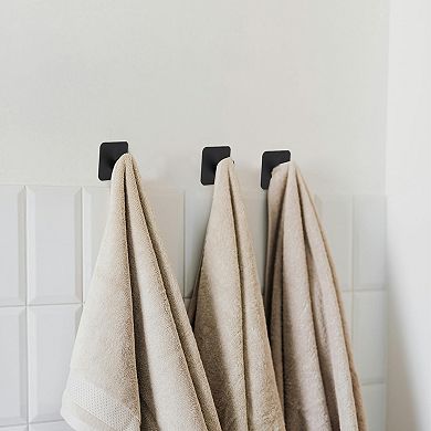 4 Pcs Adhesive Hooks, Towel Coat Hooks, Wall Hooks Stick On Bathroom Kitchen, Black