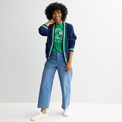 Petite Sonoma Goods For Life® Raw Hem Ankle-Length Wide Leg Jeans