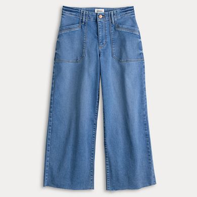 Petite Sonoma Goods For Life® Raw Hem Ankle-Length Wide Leg Jeans