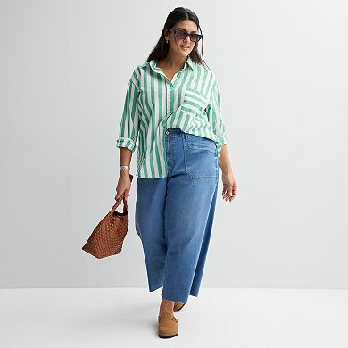 Plus Size Sonoma Goods For Life® Raw Hem Ankle Wide Leg Jeans