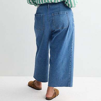 Plus Size Sonoma Goods For Life® Raw Hem Ankle Wide Leg Jeans