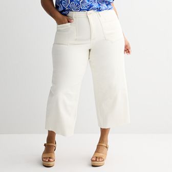 Plus Size Sonoma Goods For Life® Raw Hem Ankle Wide Leg Jeans