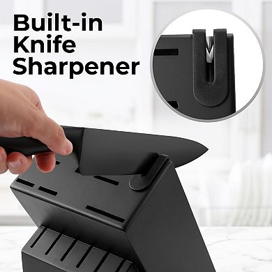 Zulay Kitchen 15 Piece Professional Knife Block Set with Built-In Sharpener