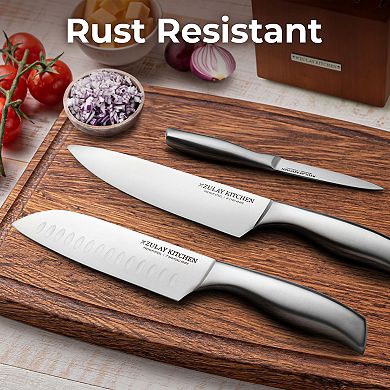 Zulay Kitchen 15 Piece Professional Knife Block Set with Built-In Sharpener