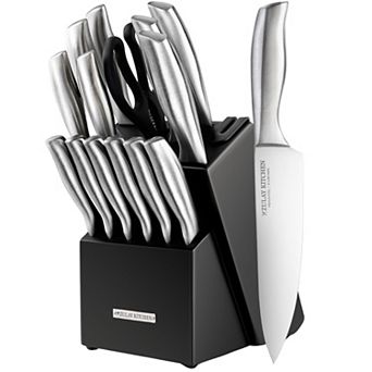 Zulay Kitchen 15 pc Professional Knife Block Set with Built-In Sharpener