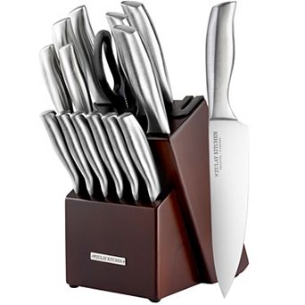 Zulay Kitchen 15 pc Professional Knife Block Set with Built-In Sharpener