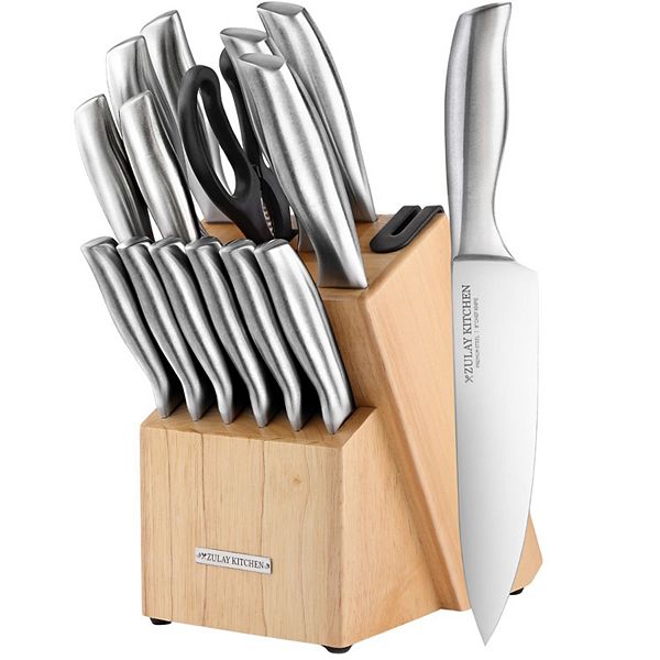 Zulay Kitchen 15 Piece Professional Knife Block Set with Built-In