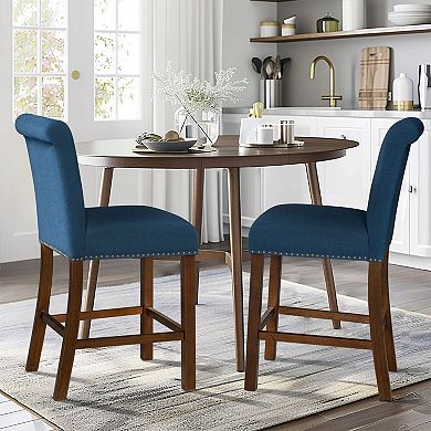 510 Design Aubrey Upholstered Counter Stool with Nailhead Trim Set of 2