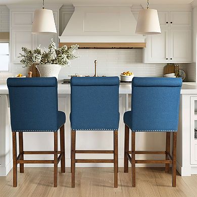 510 Design Aubrey Upholstered Counter Stool with Nailhead Trim Set of 2