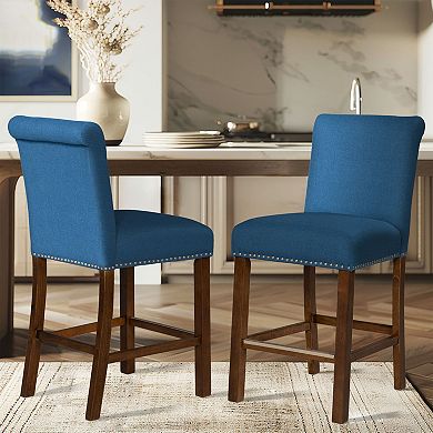510 Design Aubrey Upholstered Counter Stool with Nailhead Trim Set of 2