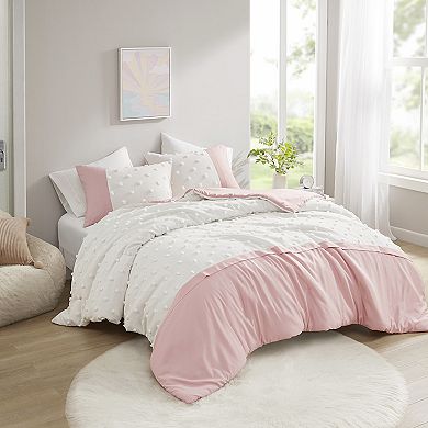 Intelligent Design Monica Colorblock Clip Jacquard Duvet Cover Set