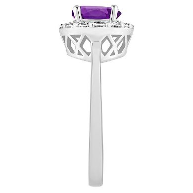 Celebration Gems Sterling Silver Gemstone Halo Ring