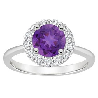 Celebration Gems Sterling Silver Gemstone Halo Ring
