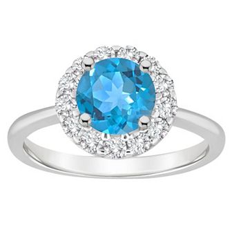 Celebration Gems Sterling Silver Gemstone Halo Ring