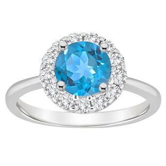 Celebration Gems Sterling Silver Gemstone Halo Ring