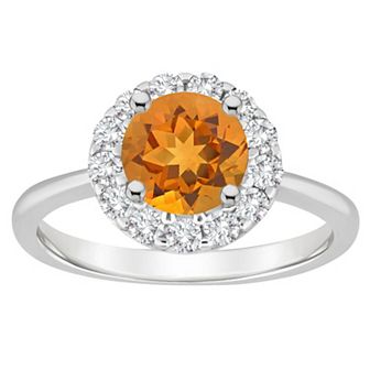 Celebration Gems Sterling Silver Gemstone Halo Ring