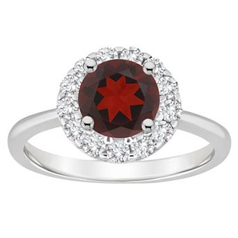 Celebration Gems Sterling Silver Gemstone Halo Ring