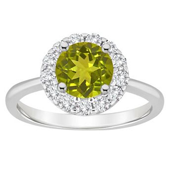Celebration Gems Sterling Silver Gemstone Halo Ring